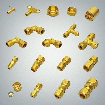 Brass and S.S. compression and tube fittings available in various types single ferrule double ferrule fittings Brass S.S. stainless steel Aluminium manifolds end caps tube fittings plugs bushes radiator keys clock type bleed keys plugs bushes small tees elbows and couplers Brass male fittings tube pipe hose compression fittings with olives.